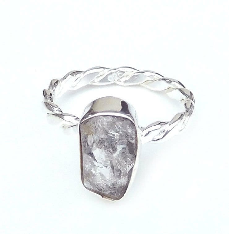 Herkimer Diamant Ring Verdrehtes Band Aus 925 Sterling Silber von BalajiJewels