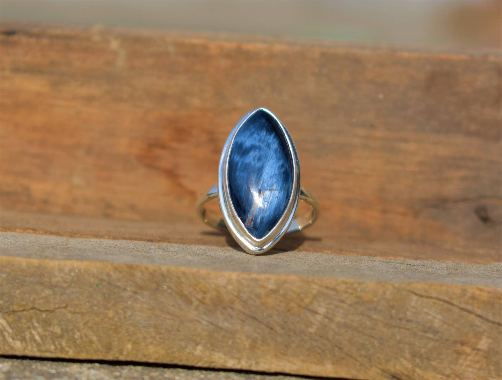 Marquise Labradorit Ring Schlichtes Sterling Silber Band von BalajiJewels