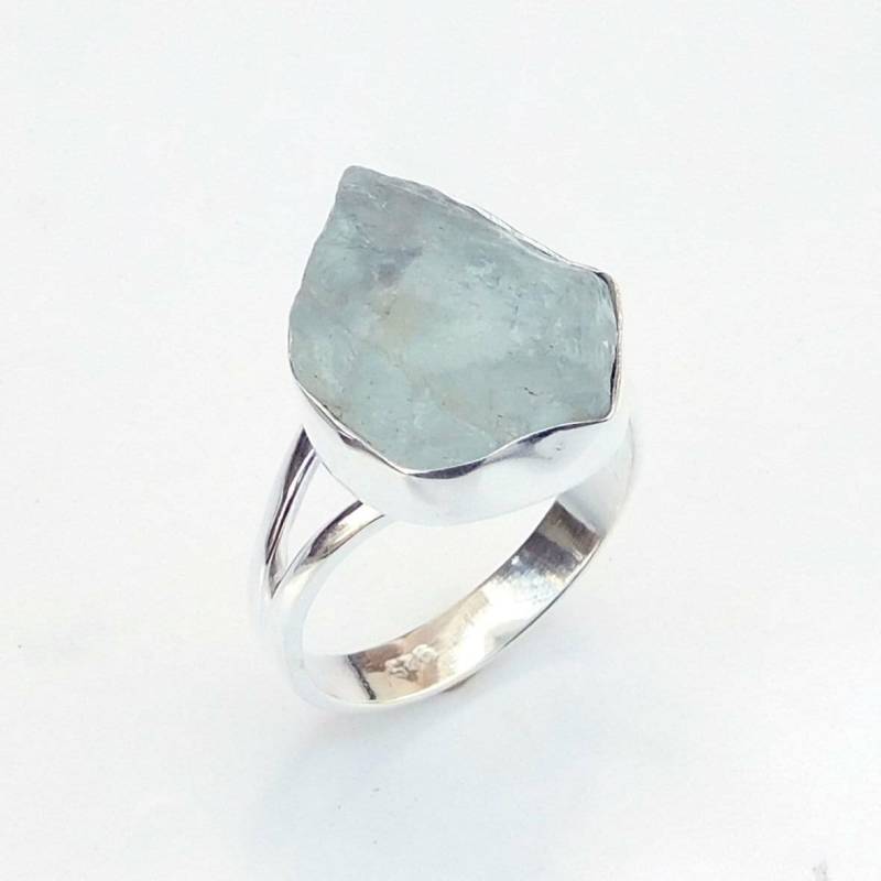 Natürlicher Aquamarin Sterling Silber Ring Artisan Boho Schmuck von BalajiJewels