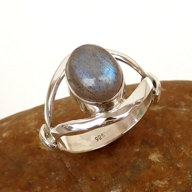 Oval Labradorit Ring Handgefertigter 925 Sterling Silber Edelstein Schmuck von BalajiJewels