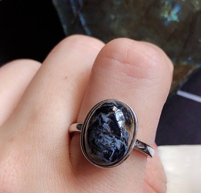 Ovaler Pietersit Ring Handgefertigtes 925 Sterling Silber Edelsteinband von BalajiJewels