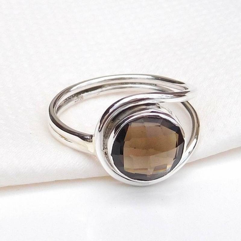 Rauchquarz-Ring 925 Sterling Silber Designer Band von BalajiJewels
