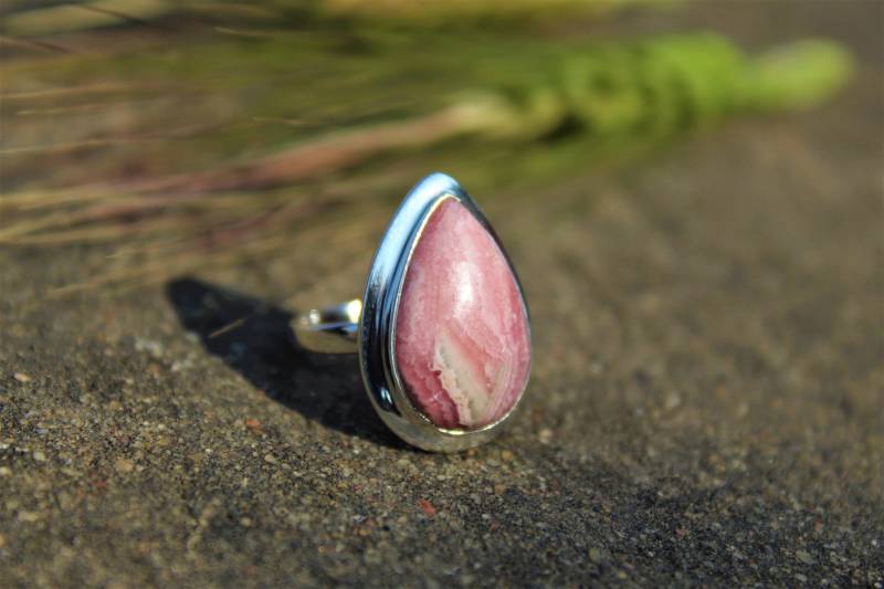 Rhodochrosit 925 Sterling Silber Ring Zierlicher Boho Schmuck von BalajiJewels