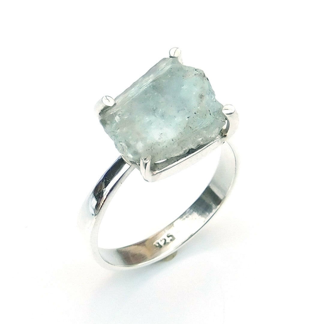 Roher Aquamarin Ring Sterling Silber Rohedelstein Schmuck von BalajiJewels