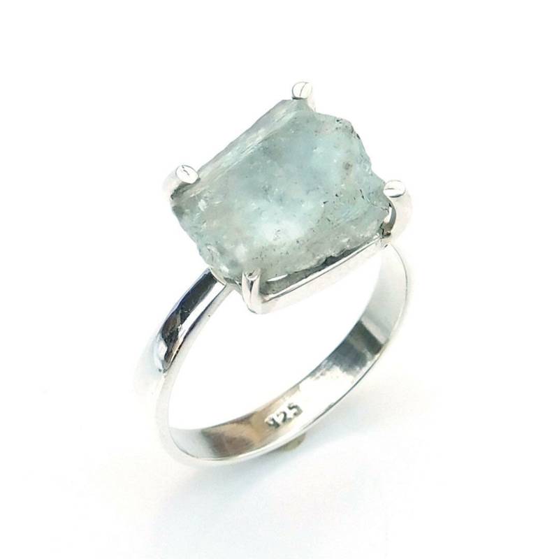Roher Aquamarin Ring Sterling Silber Rohedelstein Schmuck von BalajiJewels