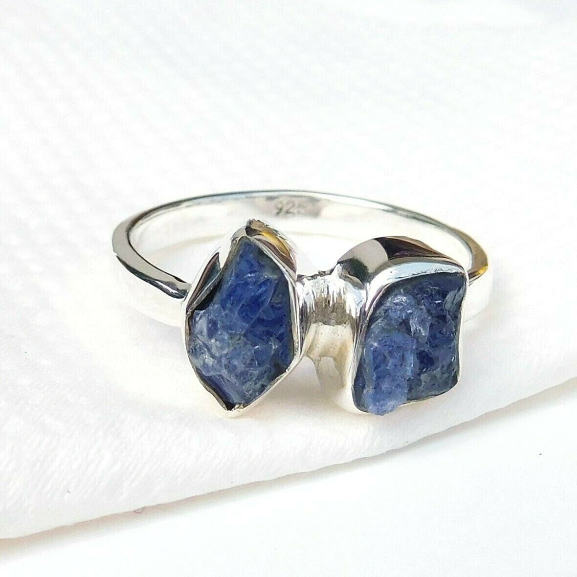 Roher Tansanit Ring Sterling Silber Rohstein Schmuck von BalajiJewels