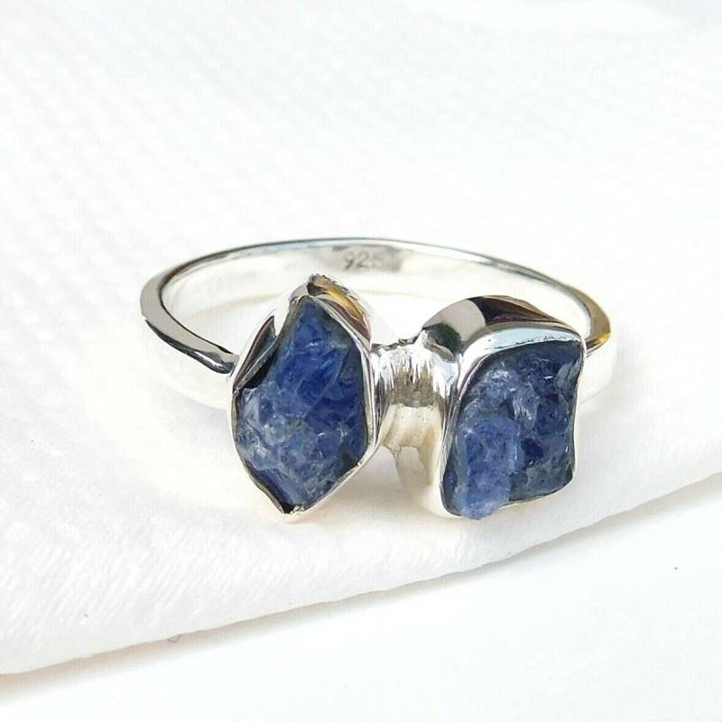 Roher Tansanit Ring Sterling Silber Rohstein Schmuck von BalajiJewels