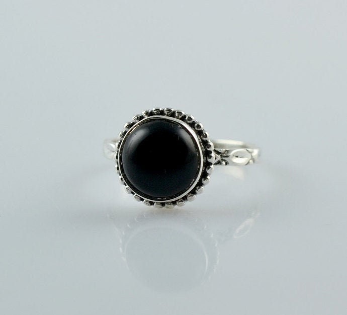 Schwarzer Onyx Statement Ring 925 Sterling Silber Designer Band von BalajiJewels