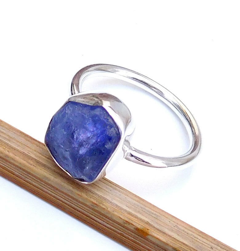 Tansanit Rohedelstein Ring 925 Sterling Silber, Bandring von BalajiJewels
