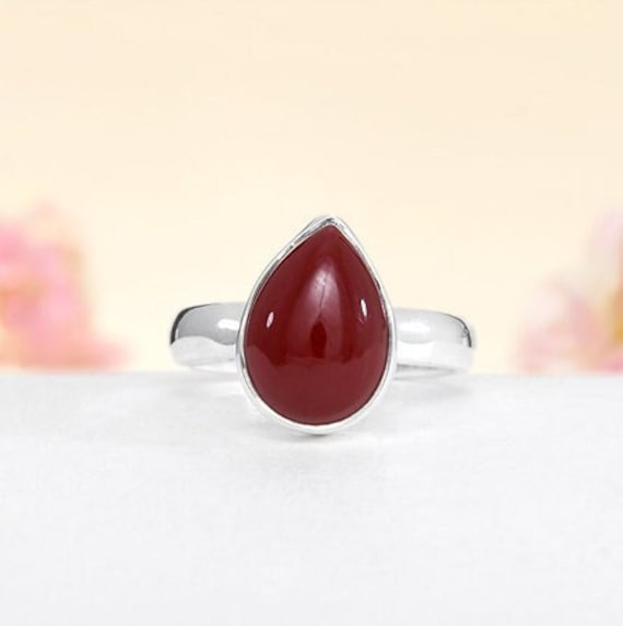 Tropfenförmiger Onyx Ring 925 Sterling Silber Schmuck von BalajiJewels