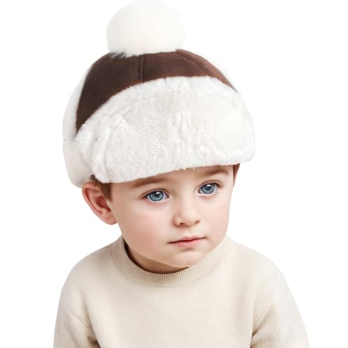 Balakaka Baby schlupfmütze mit Fleecefutter Plüsch Mütze Trappermütz,Warm Niedlich Kinder Wintermütze für Jungen Mädchen 3-6 Jahre Geschenk,2 in 1 Baby Wintermütze mit Ohrenklappen Kaffee von Balakaka