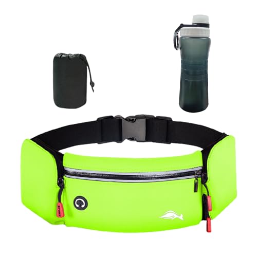 Balakaka Bauchtasche Herren mit Sport Wasserflasche, Laufgürtel Hüfttaschen für Running mit Kopfhöreranschluss, Gürteltaschen mit Flaschenhalter für Outdoor-Workout Wandern, Fruchtgrün von Balakaka
