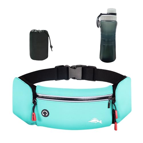 Balakaka Bauchtasche Herren mit Sport Wasserflasche, Laufgürtel Hüfttaschen für Running mit Kopfhöreranschluss, Gürteltaschen mit Flaschenhalter für Outdoor-Workout Wandern, Himmelblau von Balakaka
