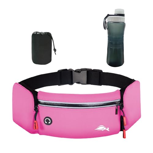 Balakaka Bauchtasche Herren mit Sport Wasserflasche, Laufgürtel Hüfttaschen für Running mit Kopfhöreranschluss, Gürteltaschen mit Flaschenhalter für Outdoor-Workout Wandern, Rosa von Balakaka