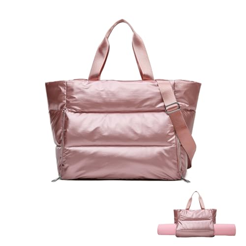 Balakaka Damen Umhängetasche Flauschige Handtasche,3 in 1 Tote Bag Fitness Tasche mit Nasse und Trockener Tasche,Wasserdicht Große Weiche Puffy Taschen für Arbeit Reisen Yoga,Rosa von Balakaka