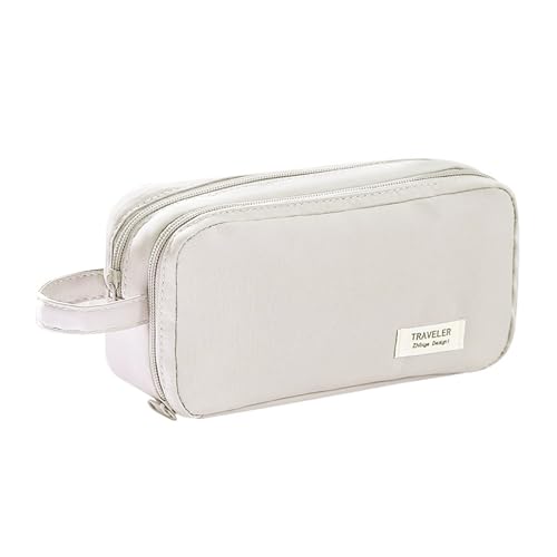 Balakaka Federmäppchen Mädchen Mäppchen Etui Stifte 2 Fach,Große Kapazität Pencil Case mit Tragegriff für 85 Stifte,Federtaschen für Teenager Mädchen Damen Schule Büro,Beige von Balakaka