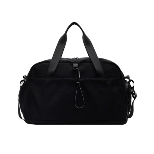 Balakaka Groß Reisetasche mit Glattem Reissverschluss 40 * 21 * 30cm, Sporttasche mit Schuhfach Nassfach, Damen Herren Weekend Handgepäck für Schwimmen, Schwarz von Balakaka
