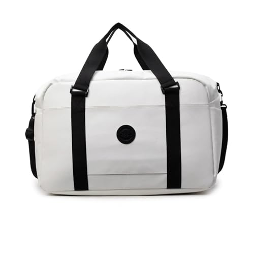 Balakaka Gym Bag Reisetasche Groß 49 * 19 * 32cm, Sporttasche mit Nasstasche Tragegriff, Sporttasche Herren Damen mit Gepolstertes Laptopfach, Weiß von Balakaka