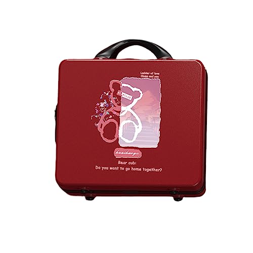 Balakaka Kosmetikkoffer mit Schloss, Kosmetiktasche für Frau und Mädchen, 14-Zoll Kosmetiktasche für Reise handgepäck Doodle Bär(groß rot) von Balakaka