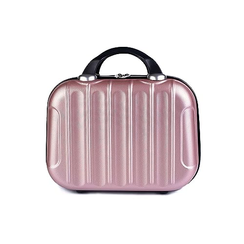 Balakaka Kosmetikkoffer Hartschale Damen,14 Zoll ABS Kosmetiktasche Schminkkoffer Kosmetikkoffer Reisetasche mit Handgriff und Reißverschluss, Beauty Case Hartschale für Reise Ausflug Roségold von Balakaka