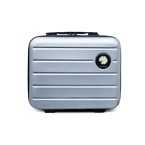 Balakaka Kosmetikkoffer für Mädchen, ABS Beautycase Damen Tragbare Wasserdicht,16 -Zoll große Kapazität Kosmetikkoffer Hartschale mit Handgriff und Reißverschluss 34x15x25 cm Silber von Balakaka