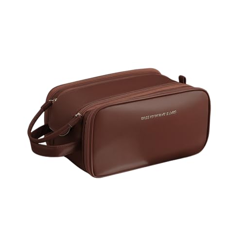 Balakaka Kosmetiktasche Damen 28 * 16 * 14.5 cm, Große Make-up-Tasche mit Bürstenfach Kulturtasche, Wasserdicht PU Leder Tragbare Makeup Bag mit Griff, Mirador Farbe von Balakaka