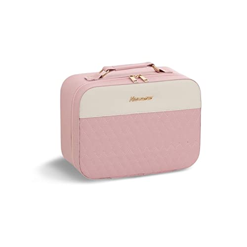 Balakaka Kosmetiktasche Reise Make Up Tasche mit Spiegel Portable Schminktasche mit Kettenhaken und Netztasche PU-Leder wasserdichte Kosmetiktasch Organizer für Damen und Mädchen, Rosa von Balakaka