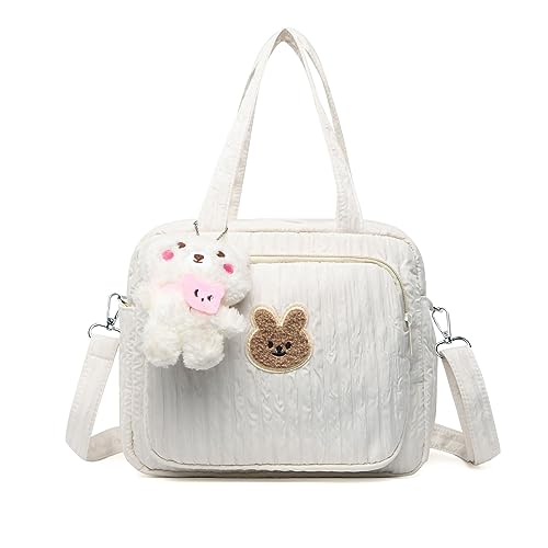 Balakaka Niedlicher Cartoon Baby Wickelrucksack für Frauen, Windeltasche für Unterwegs mit Handgriff und Reißverschluss, Lsoliert und Gekühlt Tragbare und Leichte Handtasche Weiß von Balakaka