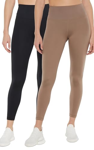 Balance Collection Damen Easy Hoher Taille, 63,5 cm, 2er-Pack Leggings, Kiefernrinde, S von Balance Collection