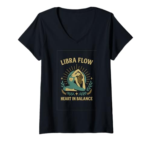 Damen Libra Flow – Herz im Gleichgewicht T-Shirt mit V-Ausschnitt Damen Libra Flow – Herz im Gleichgewicht T-Shirt mit V-Ausschnitt von Balanced Spirit Apparel