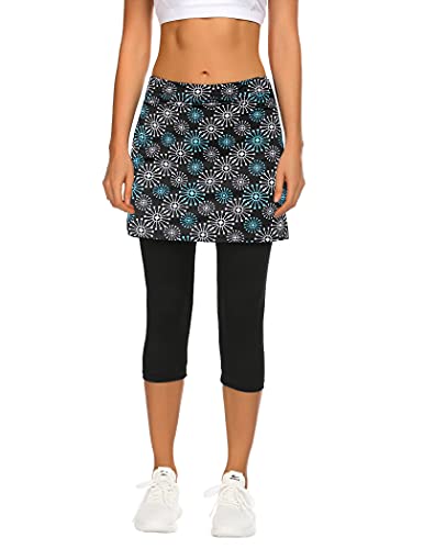 Balancora Tennisrock Damen Golfröcke Yoga Skort mit Innenhose Taschen 3/4 Capri-Leggings von Balancora