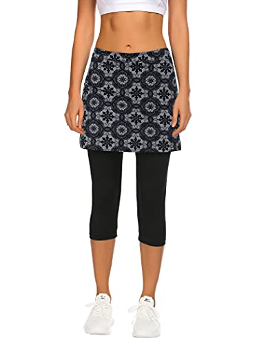 Balancora Tennisrock mit Hose Golf Damen Bekleidung Rock Kurz Culottes Yoga Skort mit Innenhose Taschen Sportrock Tennishose Damen Lang von Balancora