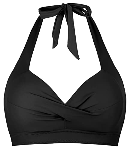 Balasami Damen-Bikinioberteil, Vintage-Stil, 50er-Jahre-Stil, Neckholder, Knoten, weich, gepolstert, Badeanzug, nur Oberteil, Z Schwarz, 18 Balasami Damen-Bikinioberteil, Vintage-Stil, 50er-Jahre-Stil, Neckholder, Knoten, weich, gepolstert, Badeanzug, nur Oberteil, Z Schwarz, 18 von Balasami