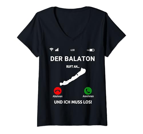 Damen Balaton Ruft An Design Plattensee Ungarn Urlaub Balaton T-Shirt mit V-Ausschnitt von Balaton Ungarn Bekleidung & Geschenkideen