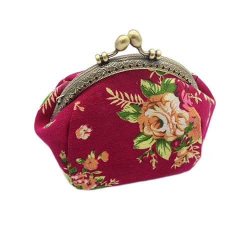 Balawin Brieftasche, Lady Vintage Flower Mini Geldboerse Handtasche Clutch (rosa rot) von Balawin