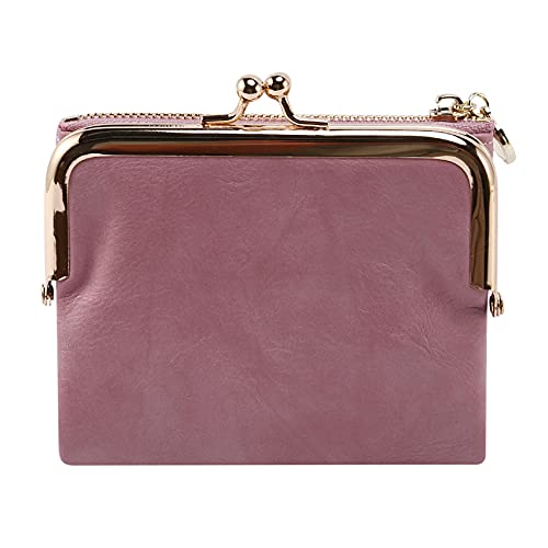 Balawin Damen Kurz Brieftasche Bifold Retro Multifunktions GeldböRse mit ReißVerschluss und Kiss Lock Rosa von Balawin