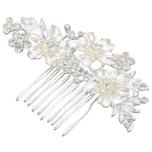 Balawin Hochzeit Braut Haar Kaemme Vintage Nachahmung Kristall Haarnadeln Prom Schmuck Gold Silber Blumenmuster Haarschmuck Zubehoer Pins Frauen Silber von Balawin