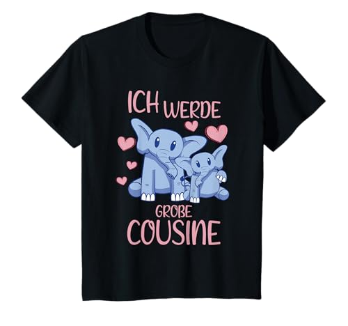 Kinder Ich werde große Cousine Verkünden Elefanten Mädchen T-Shirt von Bald Große Cousine Geschwister Nachwuchs Outfits
