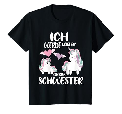 Ich werde wieder große Schwester Ankündigung Einhorn Mädchen T-Shirt von Bald Große Schwester Geschwister Nachwuchs Outfits