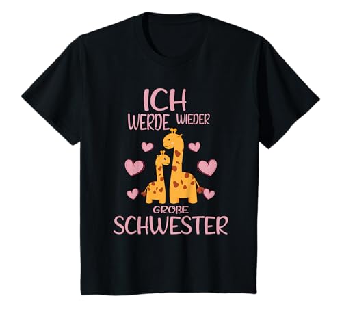 Ich werde wieder große Schwester Verkünden Giraffen Mädchen T-Shirt von Bald Große Schwester Geschwister Nachwuchs Outfits