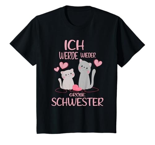Ich werde wieder große Schwester Verkünden Katzen Mädchen T-Shirt von Bald Große Schwester Geschwister Nachwuchs Outfits