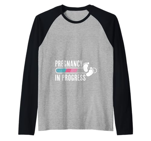 Baby Kommt Pregnancy IN Progress Lustiges Werdende Mutter Raglan von Bald Mama Shirt Werdende Mutter Tag Baby Kommt