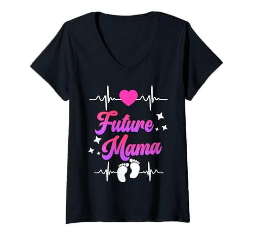 Damen Bald Mama FUTURE MAMA Muttertag Lustig Werdende Mutter T-Shirt mit V-Ausschnitt von Bald Mama Shirt Werdende Mutter Tag Baby Kommt