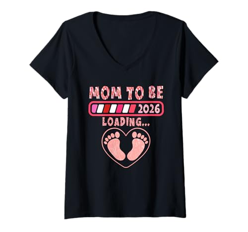 Damen Bald Mama MAMA TO BE WIRD GELADEN LUSTIG Baby Kommt T-Shirt mit V-Ausschnitt von Bald Mama Shirt Werdende Mutter Tag Baby Kommt