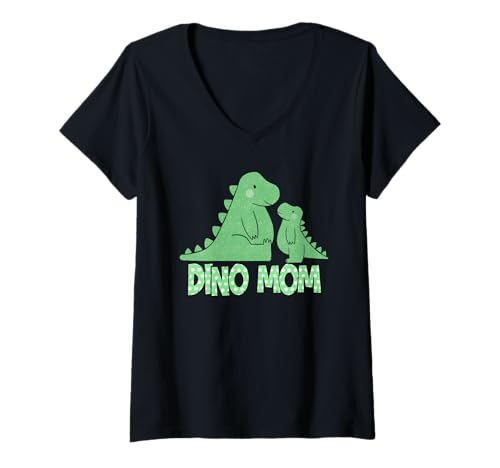 Damen Werdende Mutter Dino Mama Lustiges Tag Baby Kommt T-Shirt mit V-Ausschnitt von Bald Mama Shirt Werdende Mutter Tag Baby Kommt