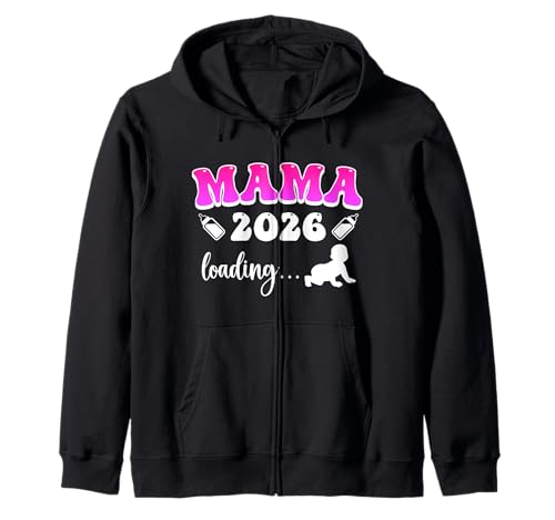 Mama Loading 2026 Zukünftige Mutter Lustig Mütter Kapuzenjacke von Bald Mama Shirt Werdende Mutter Tag Baby Kommt