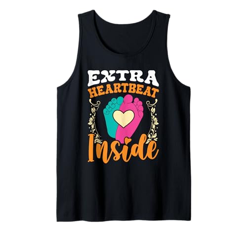 Schwangerschaft EXTRA HEART BEAT INSIDE Lustiges Bald Mama Tank Top von Bald Mama Shirt Werdende Mutter Tag Baby Kommt