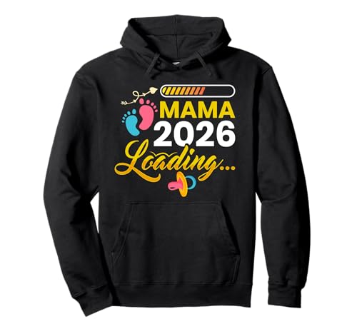 Schwangerschaft Mama Loading 2026 Lustig Zukünftige Mutter Pullover Hoodie von Bald Mama Shirt Werdende Mutter Tag Baby Kommt