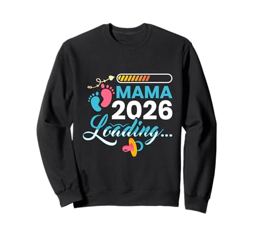 Schwangerschaft Mama Loading 2026 Lustig Zukünftige Mutter Sweatshirt von Bald Mama Shirt Werdende Mutter Tag Baby Kommt