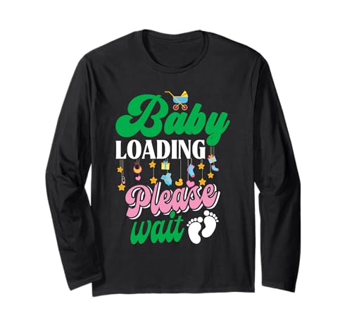 Werdende Mutter Baby Loading Please Wait Zukünftige Mama Langarmshirt von Bald Mama Shirt Werdende Mutter Tag Baby Kommt